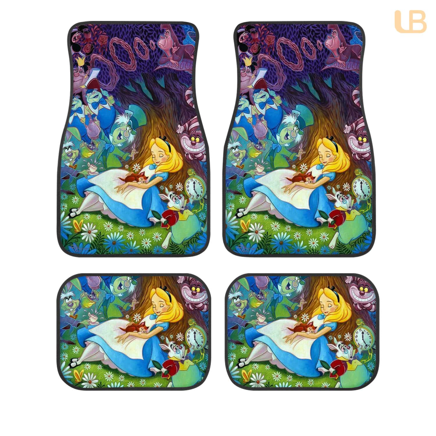 DN Stitch Ohana Custom Car Floor Mats 4PCS Universal Fit Front & Rear All-Weather Auto Carpet Set Gift for DN Fans