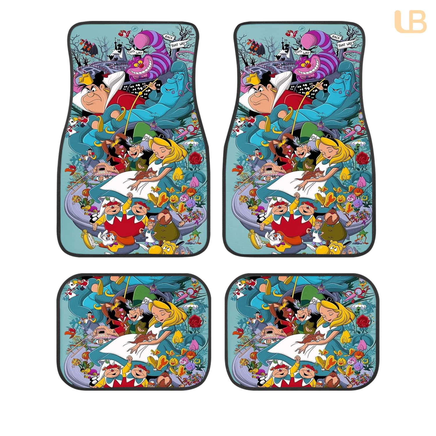 Alice in Wonderland DN Custom Car Floor Mats 4PCS Universal Fit Front & Rear All-Weather Auto Carpet Set Gift for DN Fans