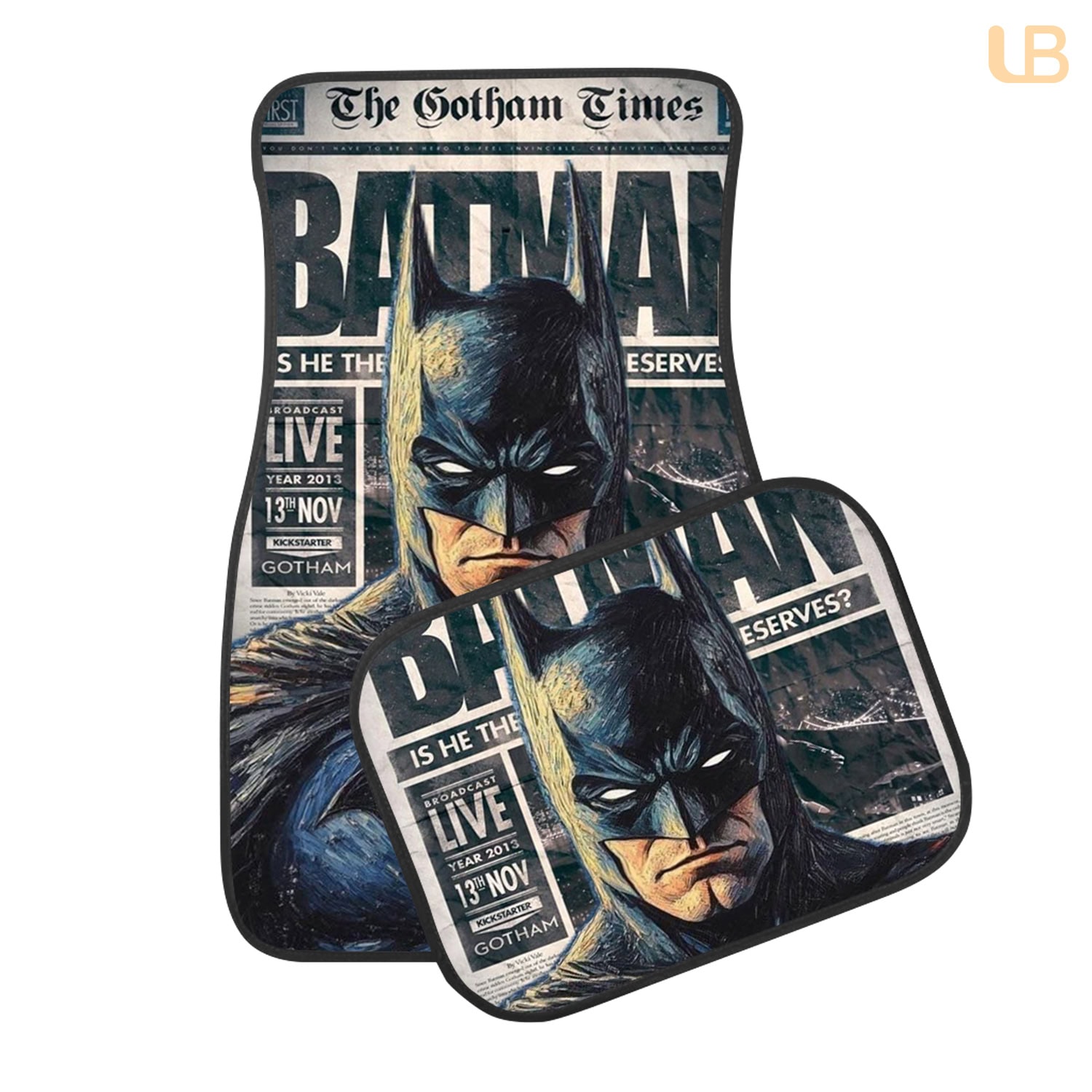 Batman Gotham Times Custom Car Floor Mats 4PCS Universal Fit Front & Rear All-Weather Auto Carpet Set Gift for Batman Fans - Image 2