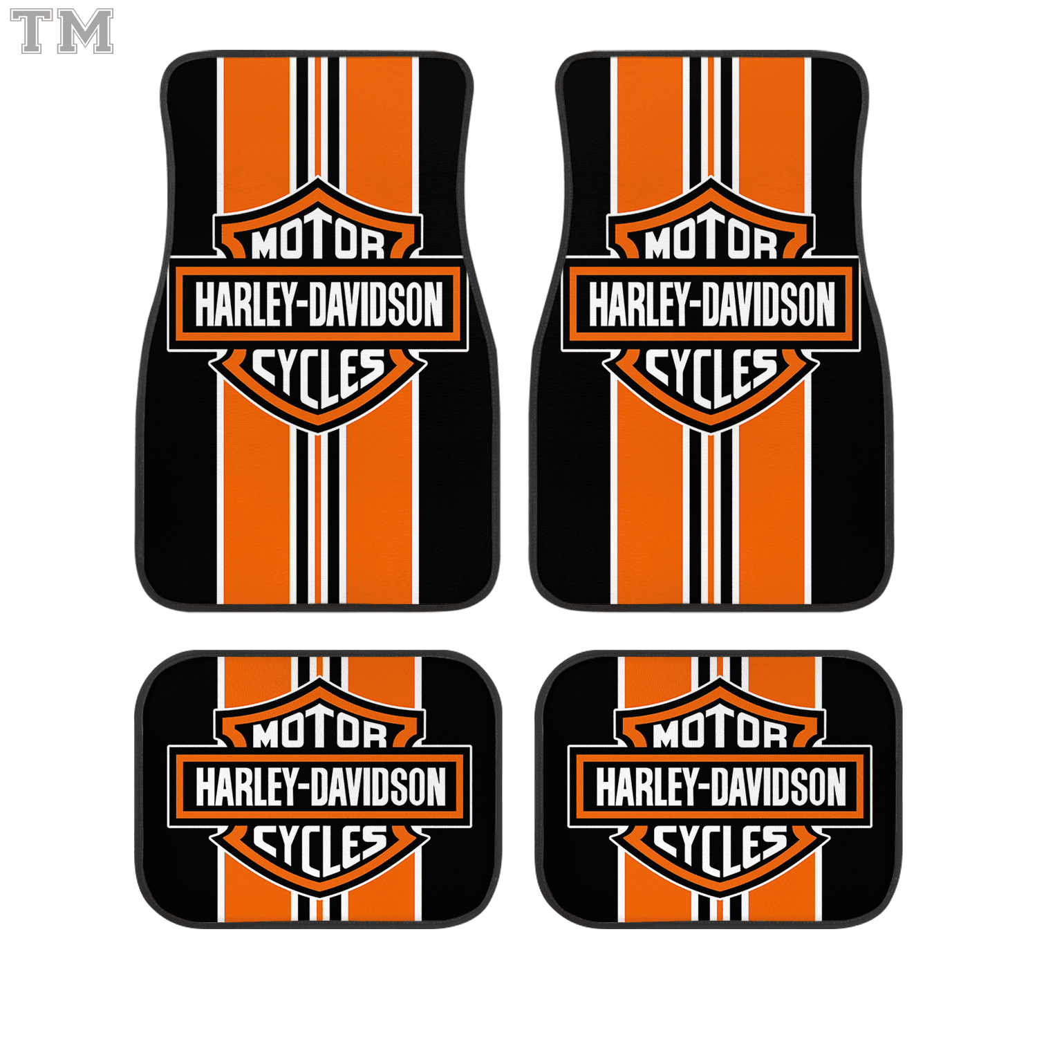 Harley-Davidson Custom Car Floor Mats 4PCS Universal Fit Front & Rear All-Weather Auto Carpet Set Gift for Motorcycle Fans