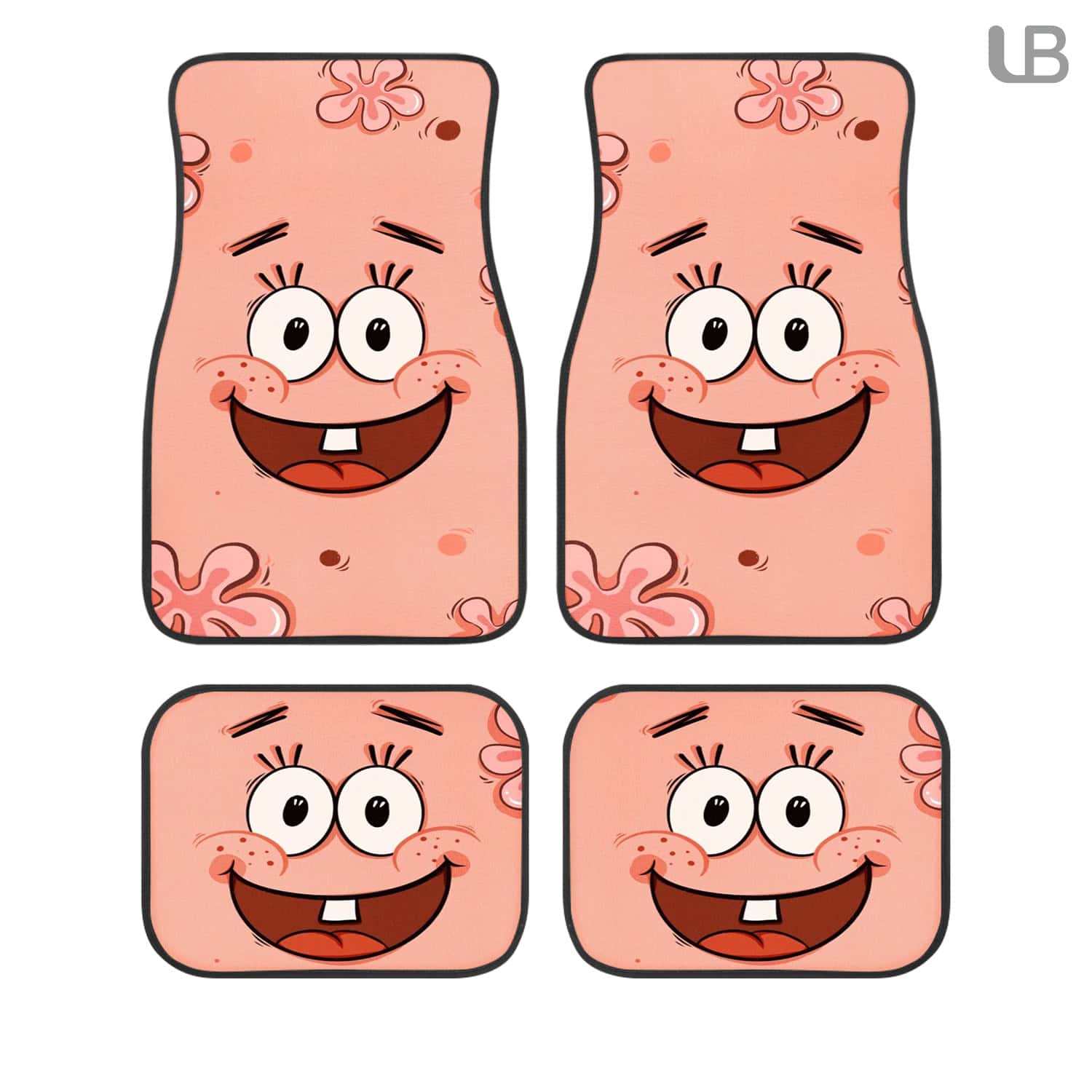 Patrick Star SpongeBob SquarePants Custom Car Floor Mats 4PCS Universal Fit Front & Rear All-Weather Auto Carpet Set Gift for Cartoon Fans