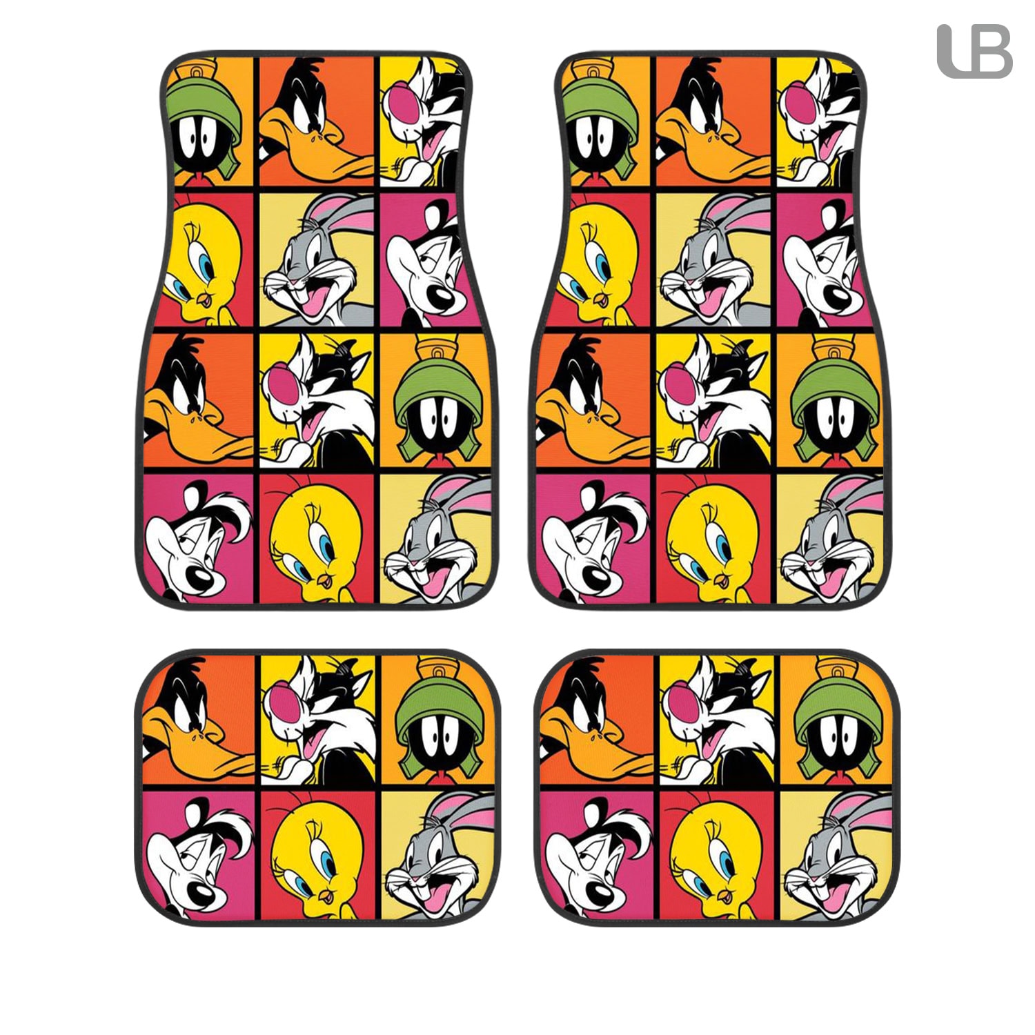 Bugs Bunny Tweety Daffy Duck Looney Tunes Custom Car Floor Mats 4PCS Universal Fit Front & Rear All-Weather Auto Carpet Set Gift for Fans