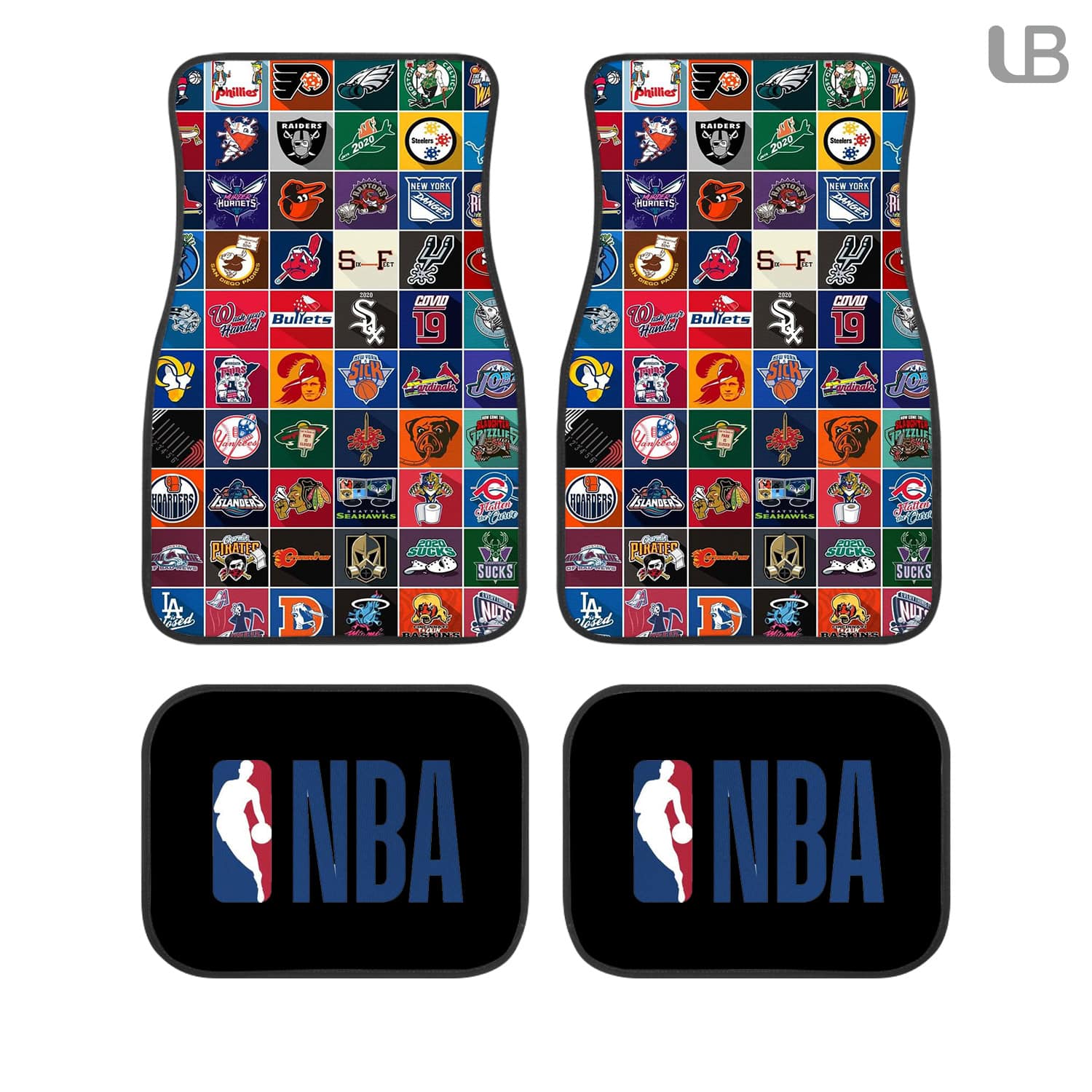 NBA Basketball Teams Custom Car Floor Mats 4PCS Universal Fit Front & Rear All-Weather Auto Carpet Set Gift for NBA Fans