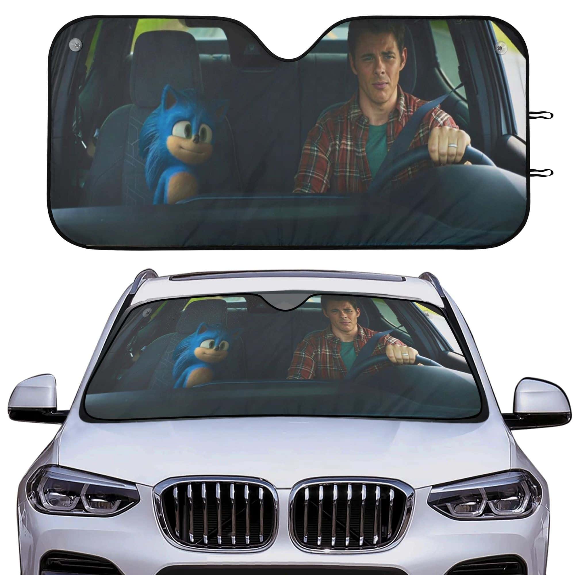 Blue Hedgehog SN Co-Pilot Car Windshield Sunshade UV Blocker Foldable Front Window Sun Visor Gift for Fans