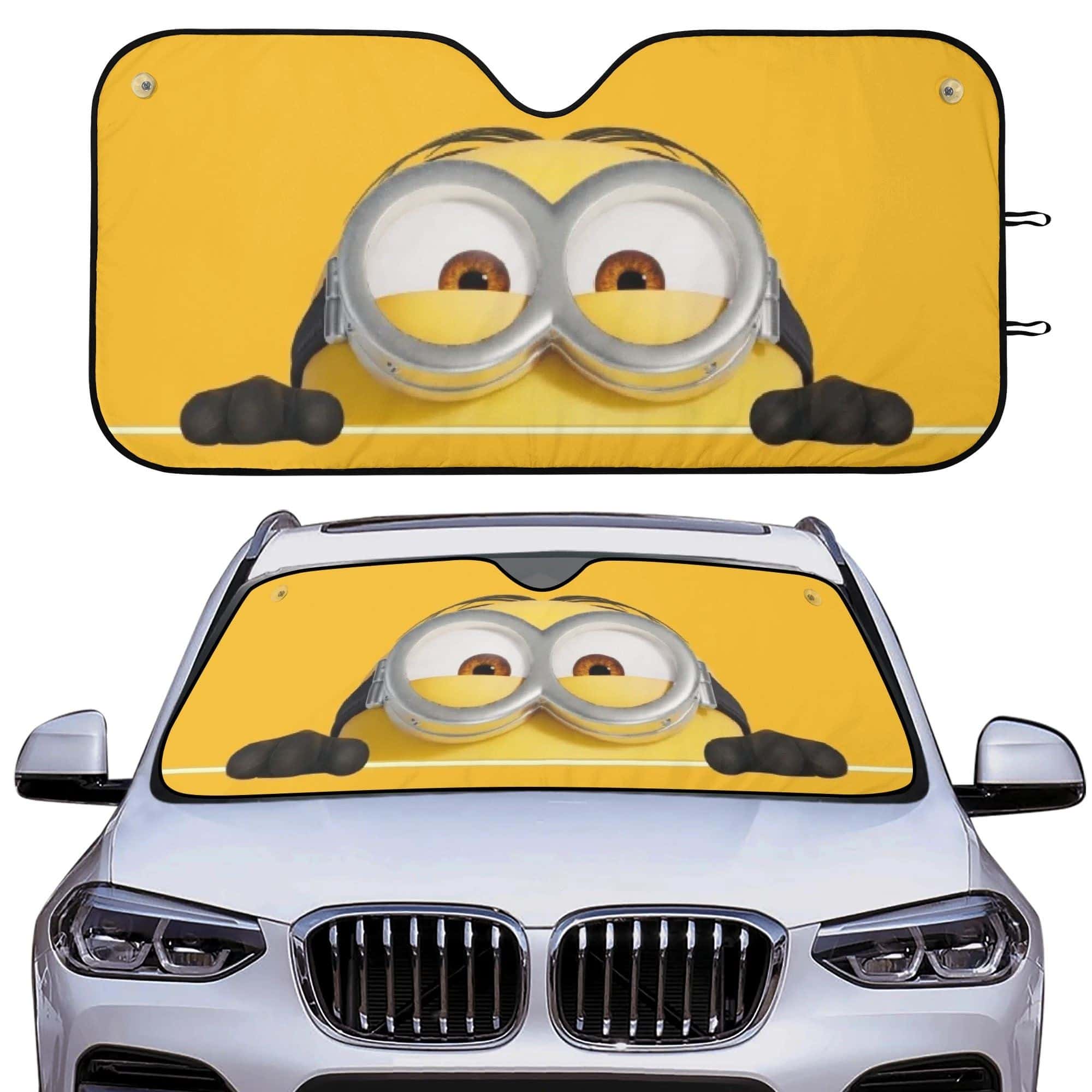 Big Eye Peeking Minion Front Windshield Sun Shade Foldable UV Protection Car Accessory for Minions Fans