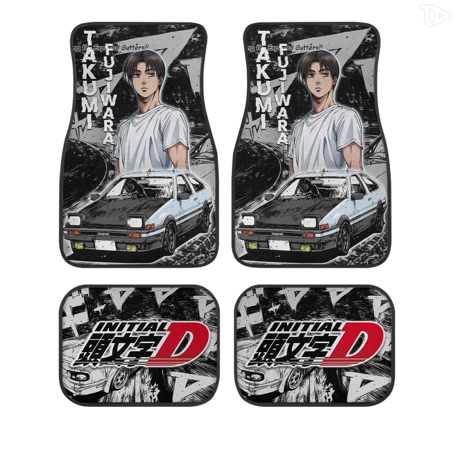 Takumi Fujiwara Initial D Custom Car Floor Mats 4PCS Anime Auto Carpet Set