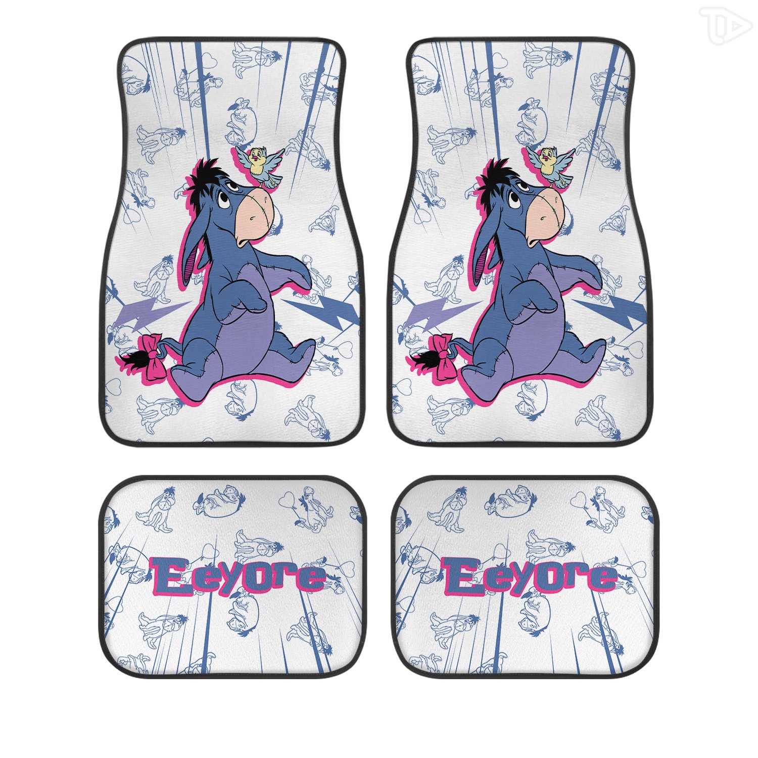 DN Eeyore Winnie the Pooh Custom Car Floor Mats 4PCS Universal Carpet Set