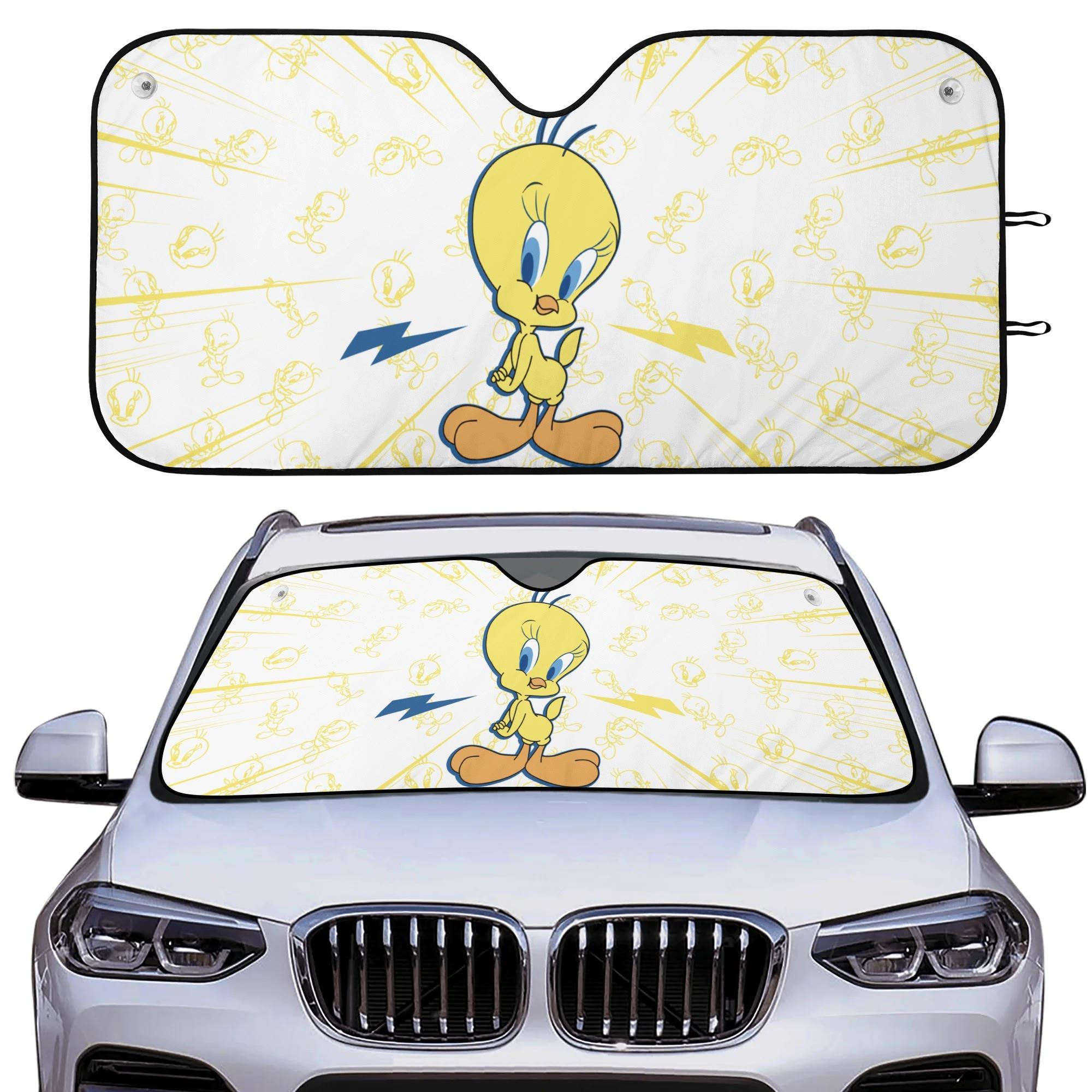 Tweety Bird Car Windshield Sunshade UV Blocker Foldable Front Window Sun Visor Gift for Fans