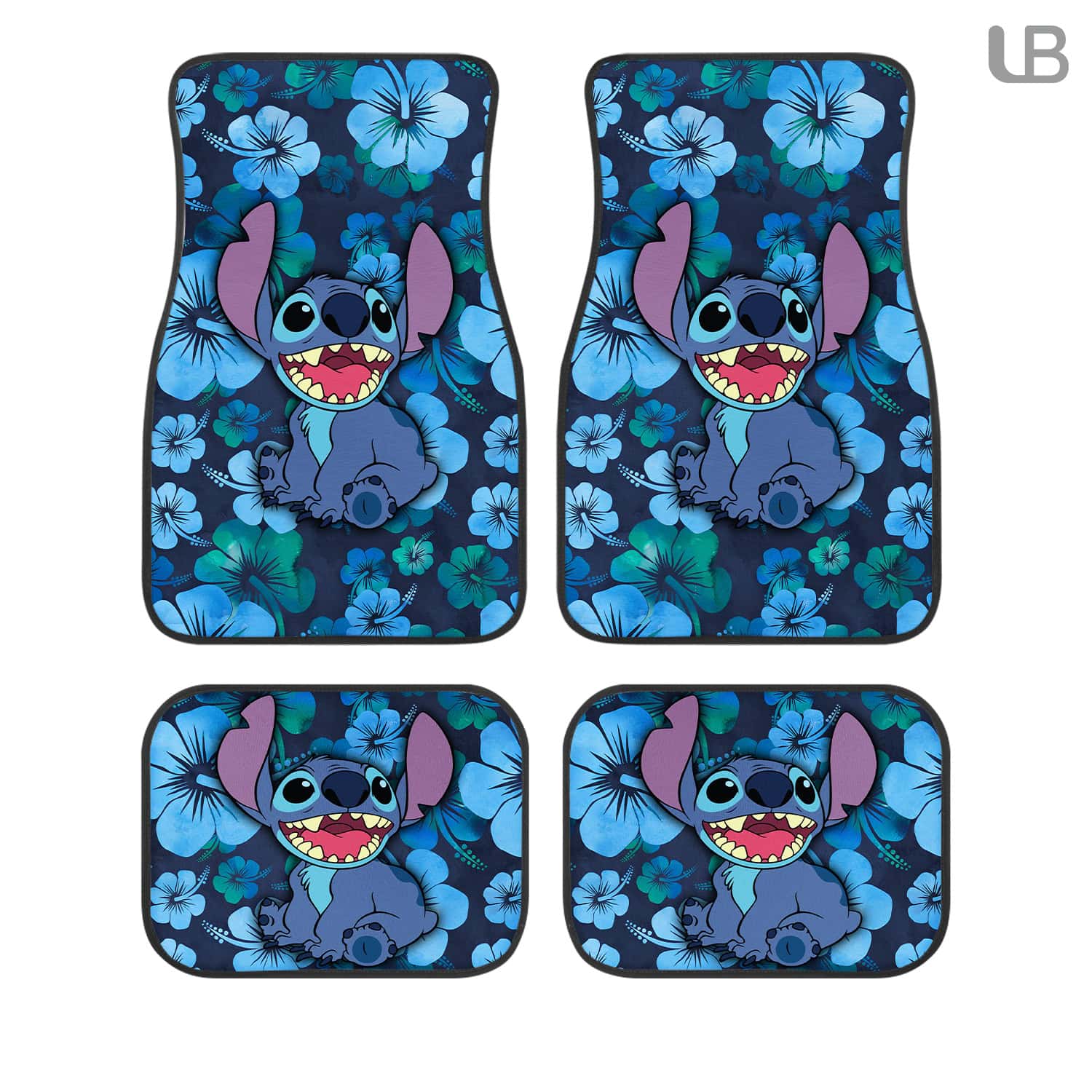 DN Stitch Hawaiian Hibiscus Custom Car Floor Mats 4PCS Auto Carpet Set