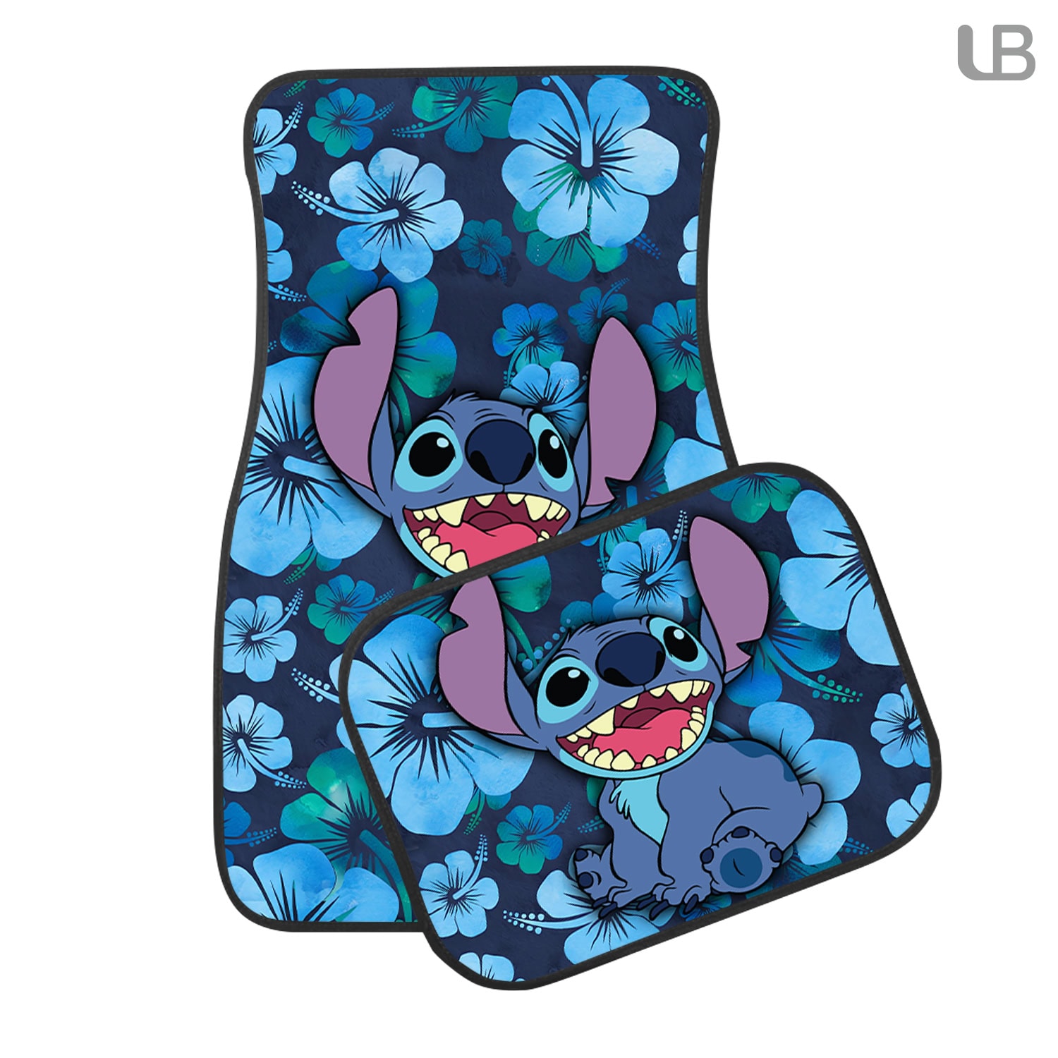 DN Stitch Hawaiian Hibiscus Custom Car Floor Mats 4PCS Auto Carpet Set - Image 2