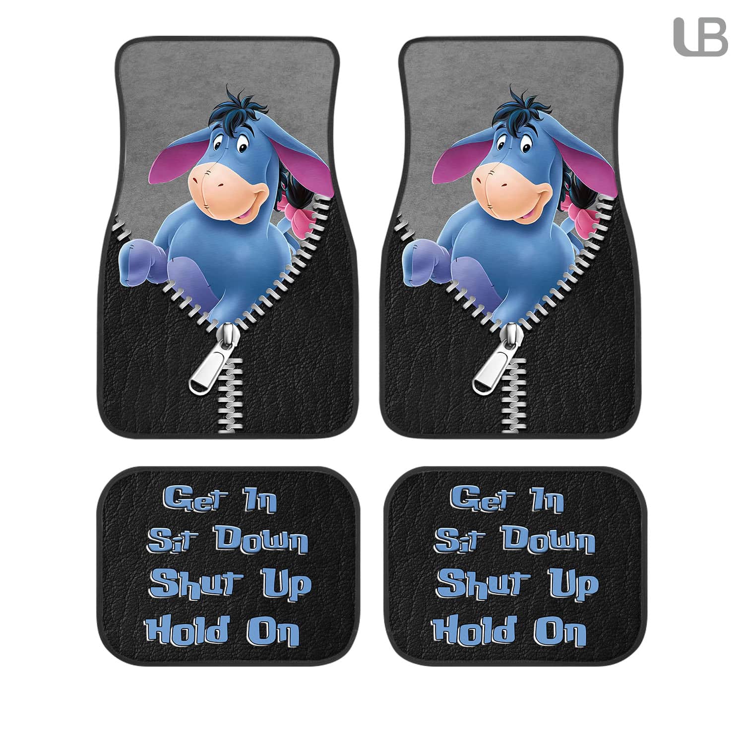 DN Eeyore Funny Quote Custom Car Floor Mats 4PCS Winnie the Pooh Auto Carpet Set