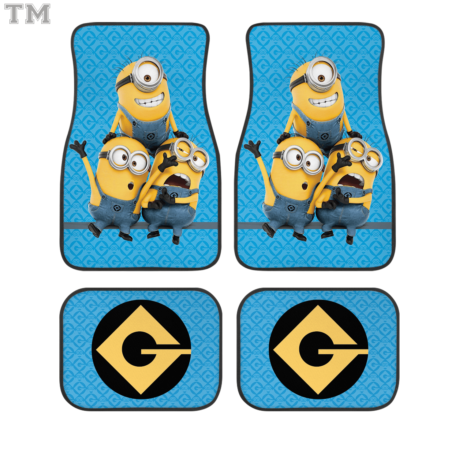 Minions Custom Car Floor Mats 4PCS Universal Cartoon Auto Carpet Set