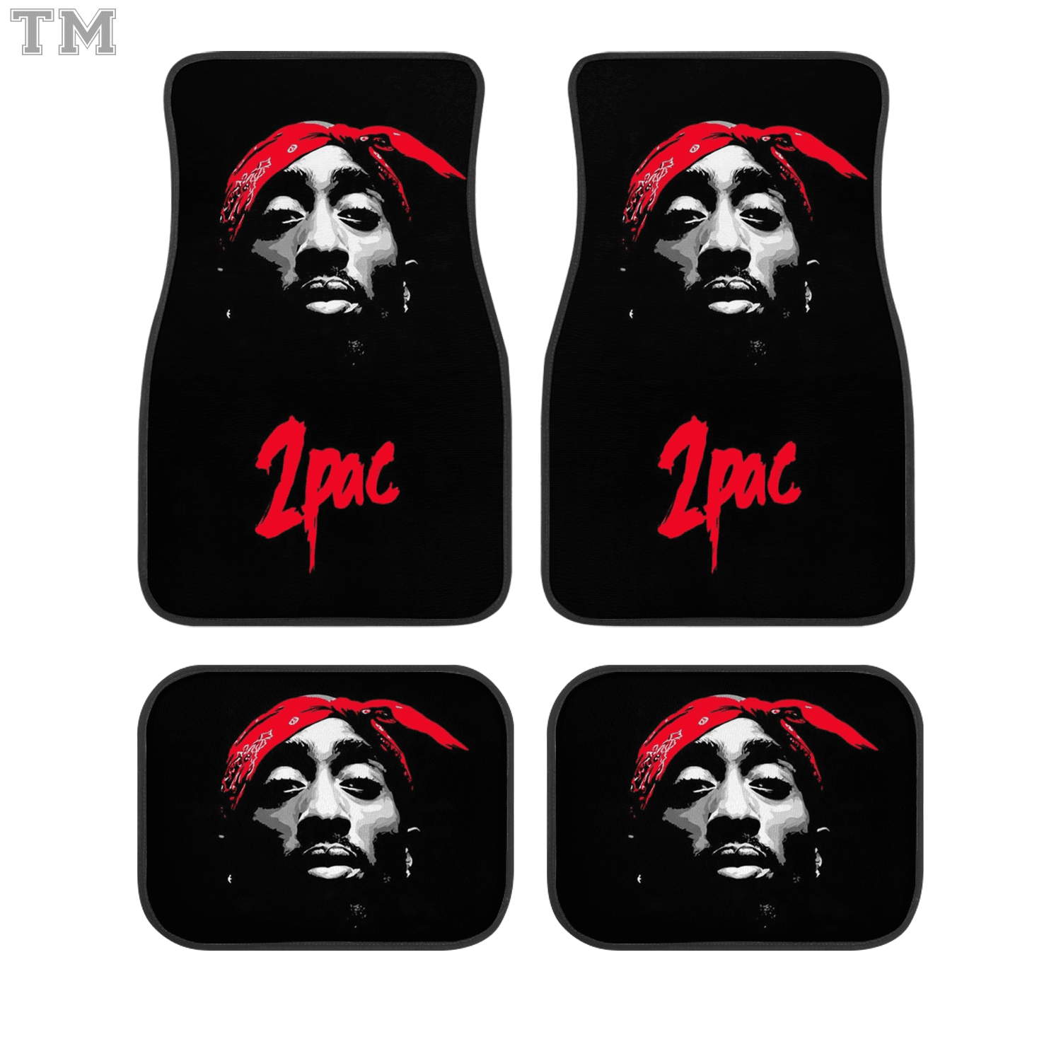 2Pac Custom Car Floor Mats 4PCS Universal Hip Hop Auto Carpet Set