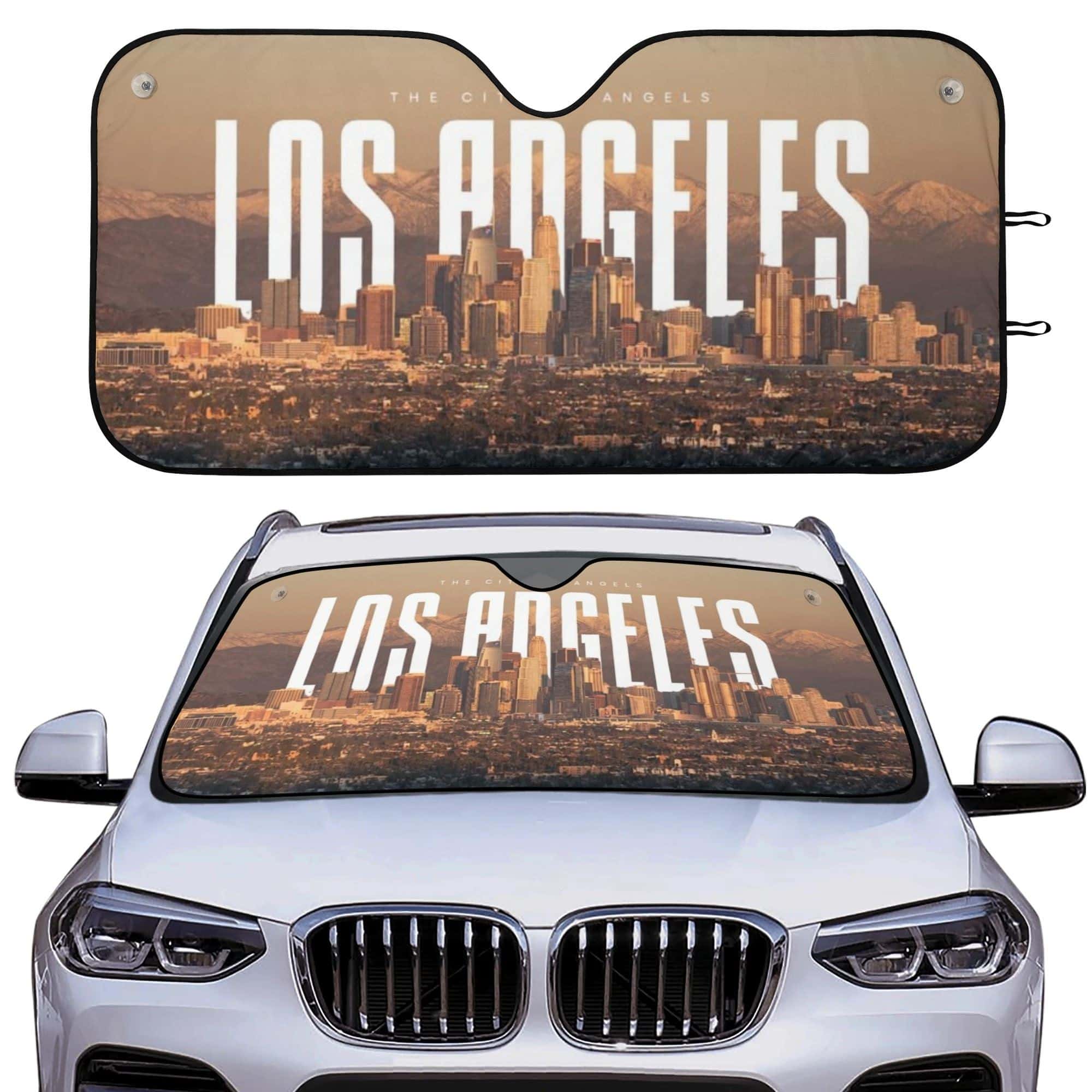 Los Angeles Skyline Front Windshield Sun Shade Foldable UV Protection Car Accessory for Fans