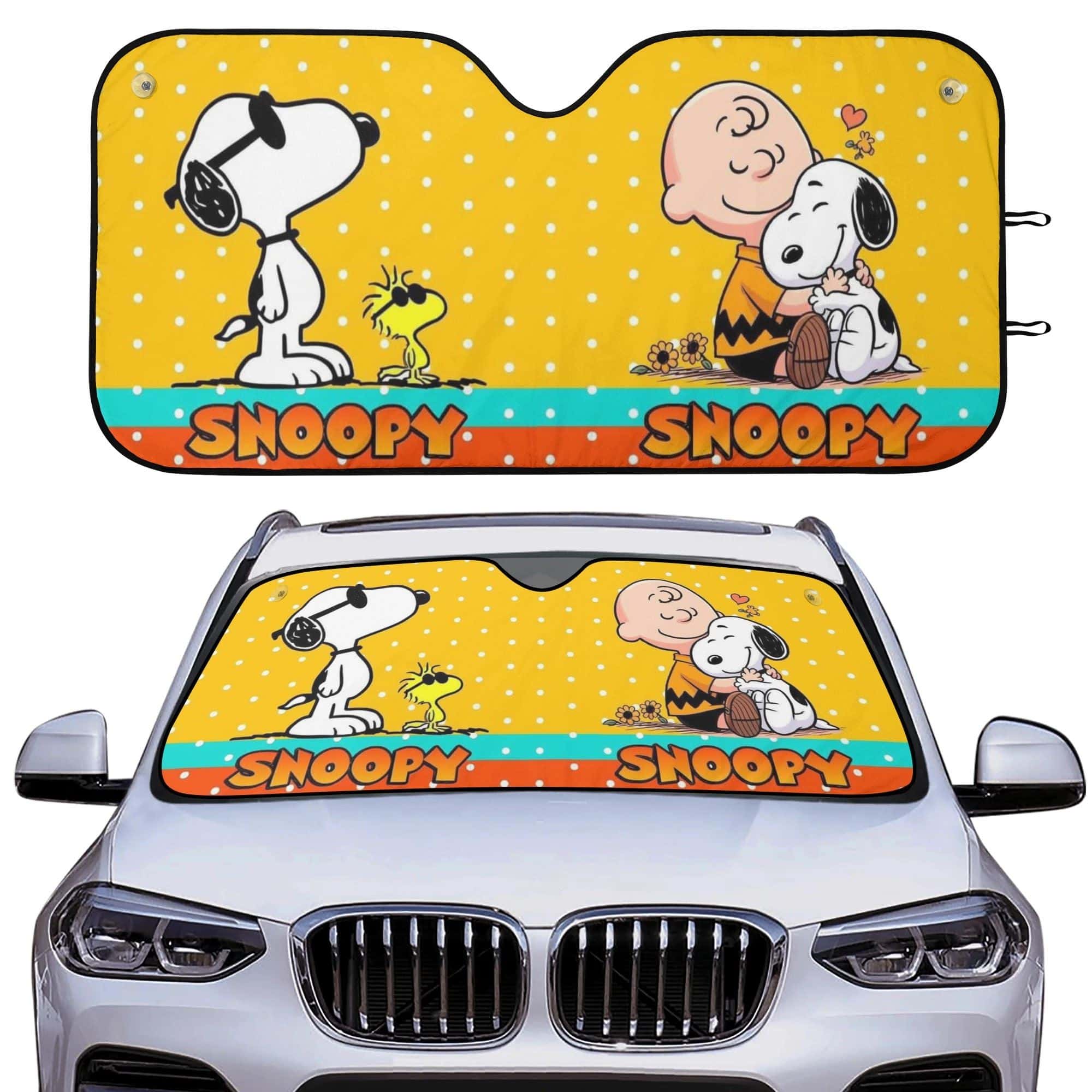Snoopy Charlie Brown Peanuts Car Windshield Sunshade UV Blocker Foldable Front Window Sun Visor Gift for Fans
