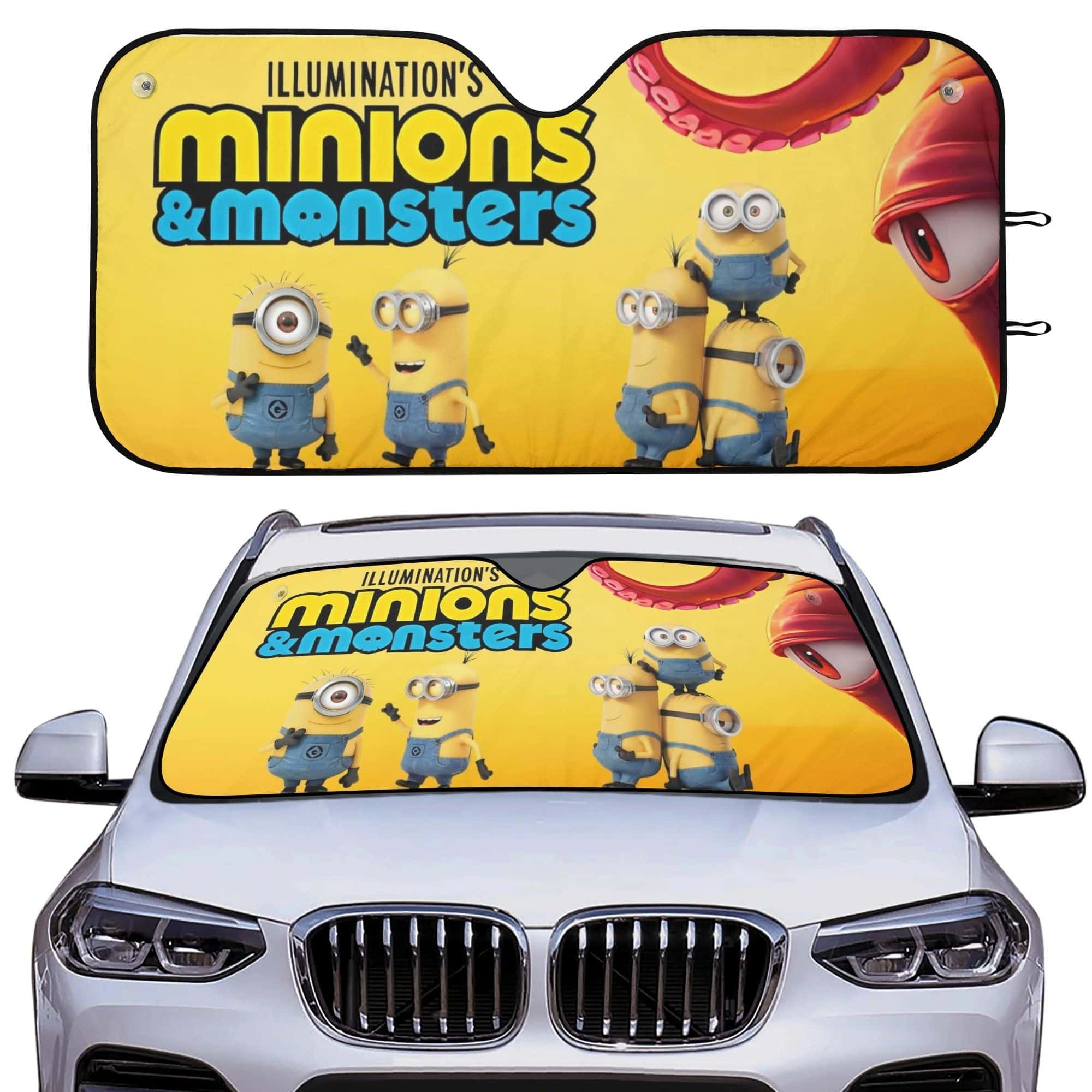 Minions and Monsters Custom Car Windshield Sunshade Universal Foldable UV Protection Front Window Sun Shade Gift for Minions Fans