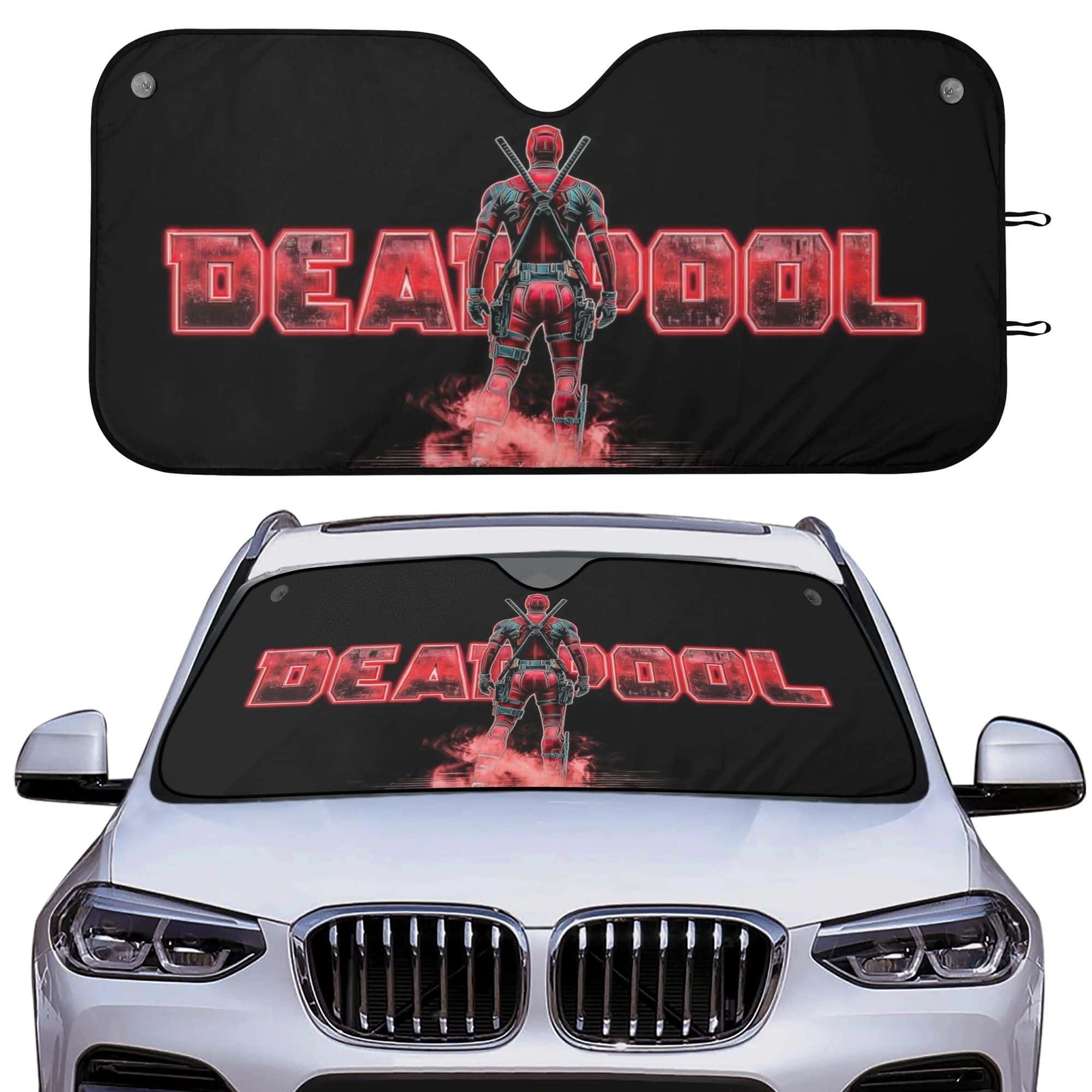 Deadpool Superhero Car Windshield Sunshade UV Blocker Foldable Front Window Sun Visor Gift for Fans