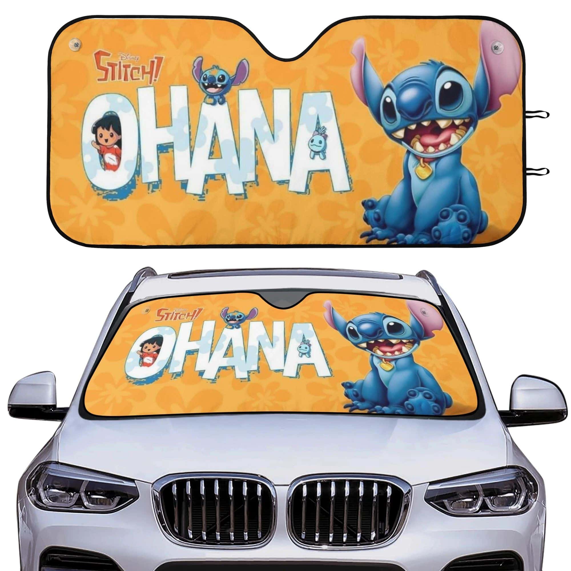 DN Stitch Ohana Car Windshield Sunshade UV Blocker Foldable Front Window Sun Visor Gift for Fans