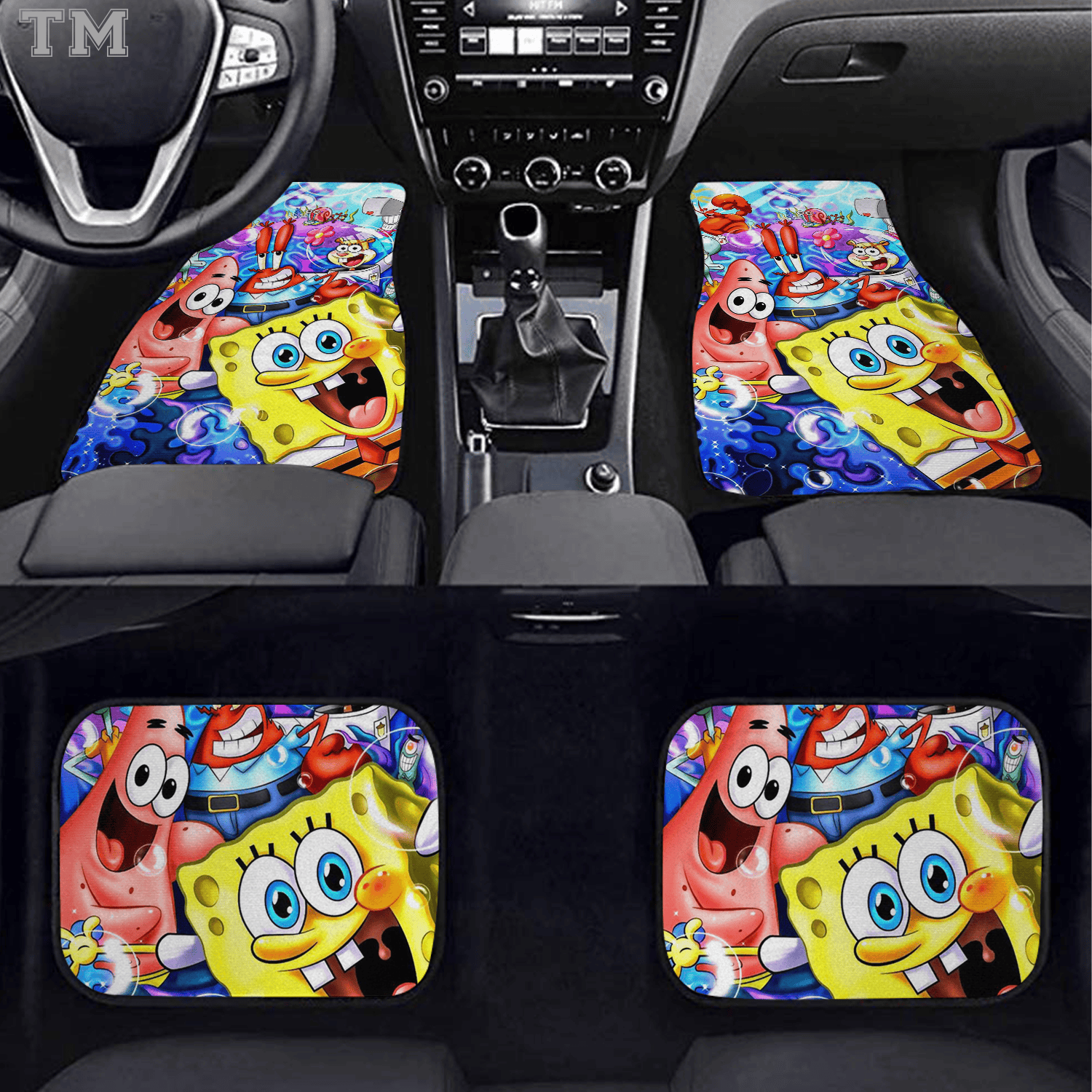 SpongeBob SquarePants Custom Car Floor Mats 4PCS Universal Auto Carpet Set - Image 2