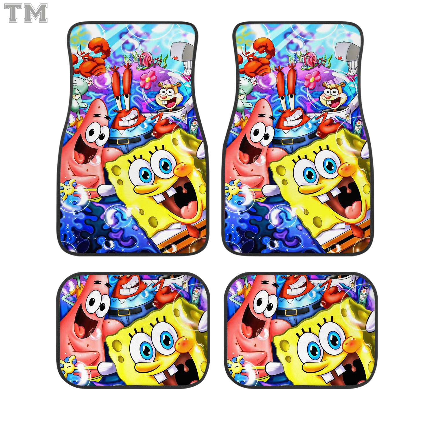 SpongeBob SquarePants Custom Car Floor Mats 4PCS Universal Auto Carpet Set